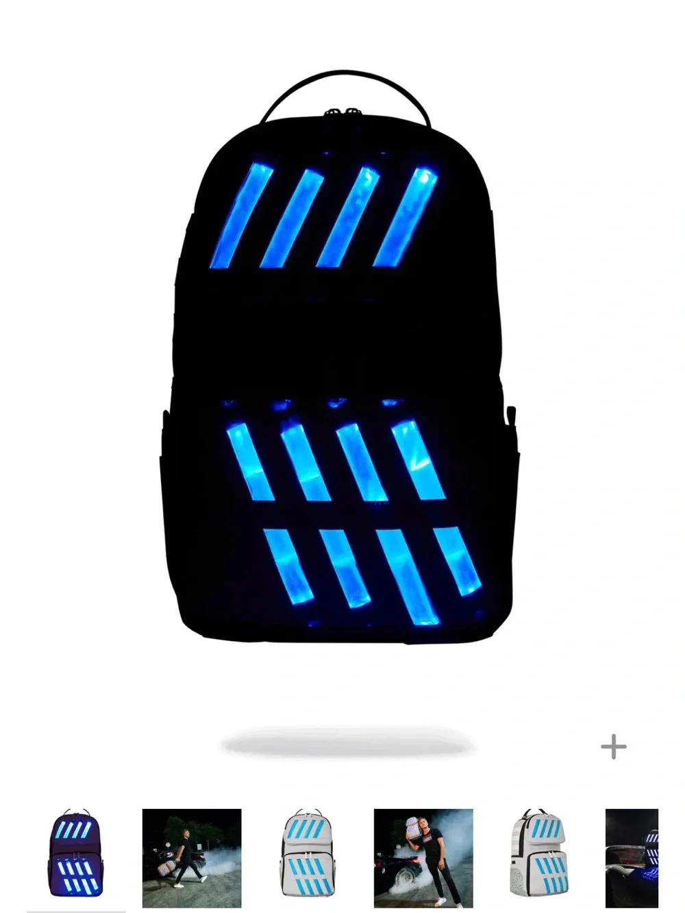 Sprayground Black Backpack with Blue LED Stripes (FIRM PRICE)